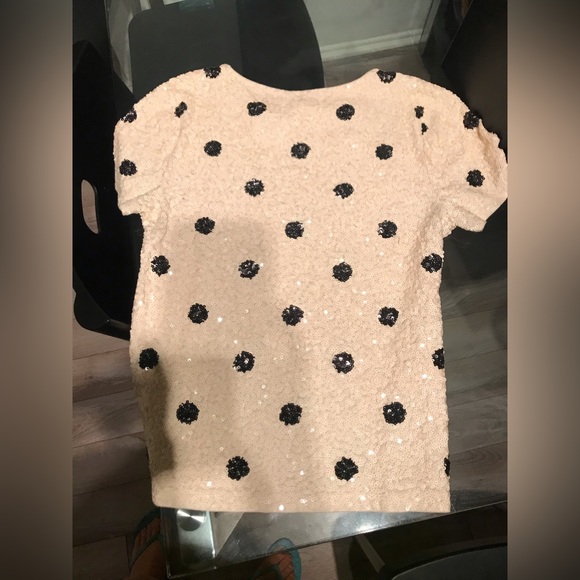 Superbe Élégant Sequin white with polka dot in black t-shirt by “JC Crew” - Picture 2 of 2